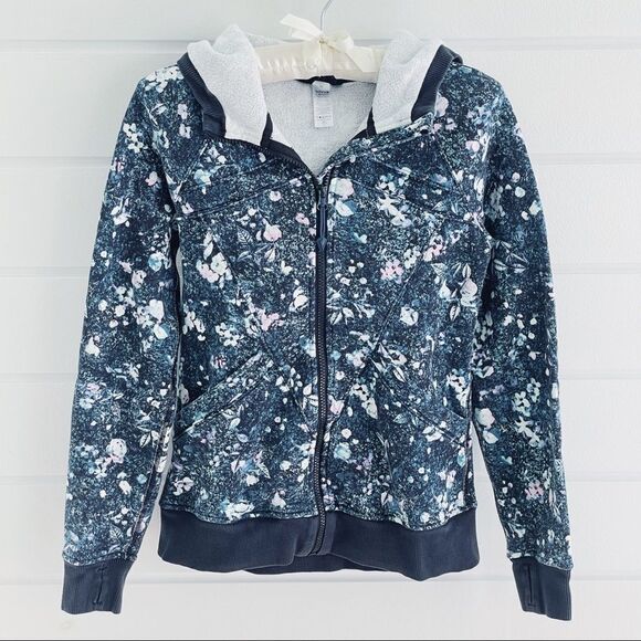 Ivivva Full Zip The Hoodie Sweatshirt Jacket In Aurora Flower White Aqua Glow 12 - Picture 7 of 12